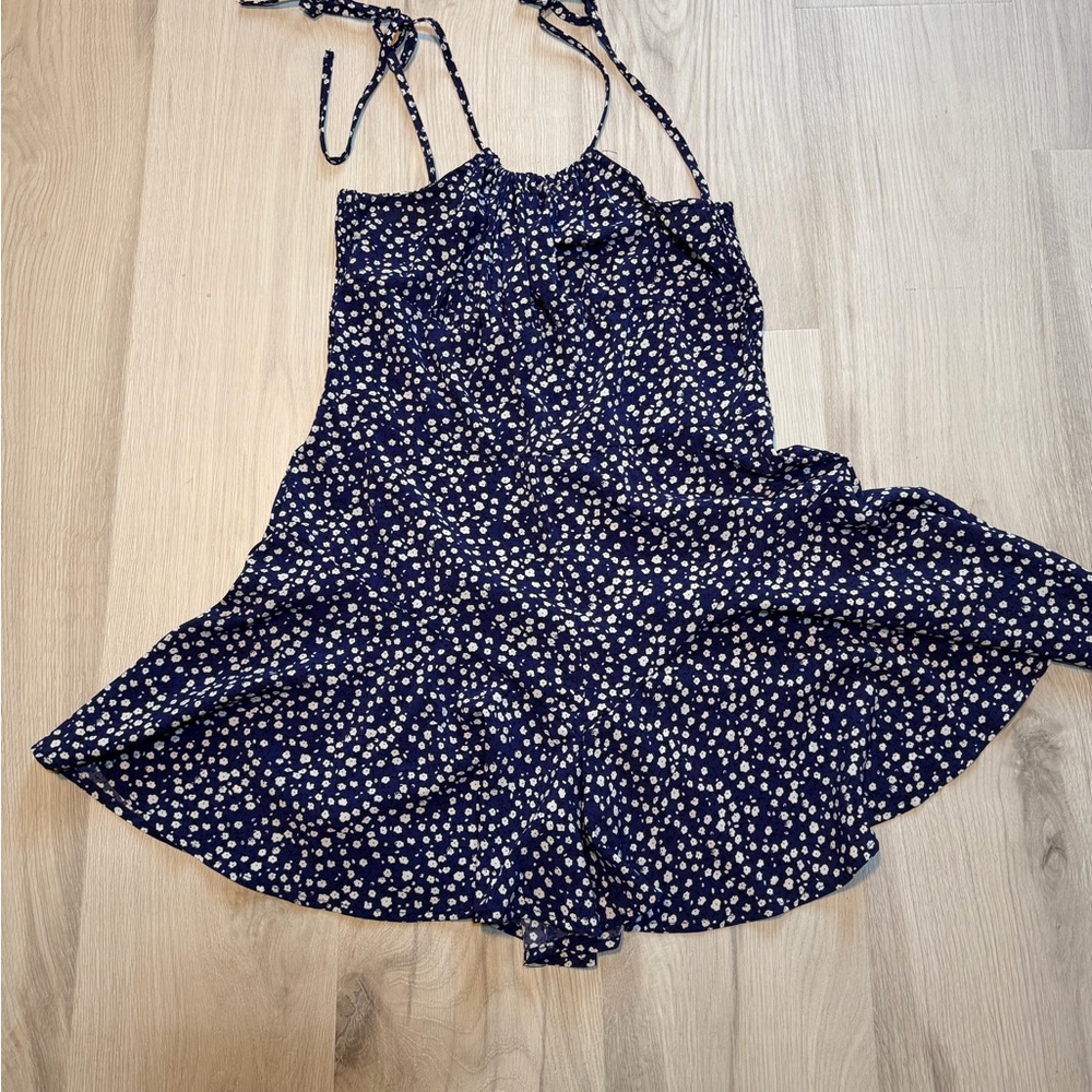 Navy Blue Floral Romper